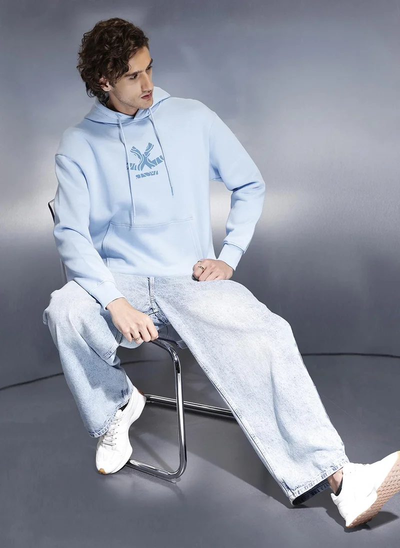 روجن Men’s minimal powder blue hooded sweatshirt | Powder Blue